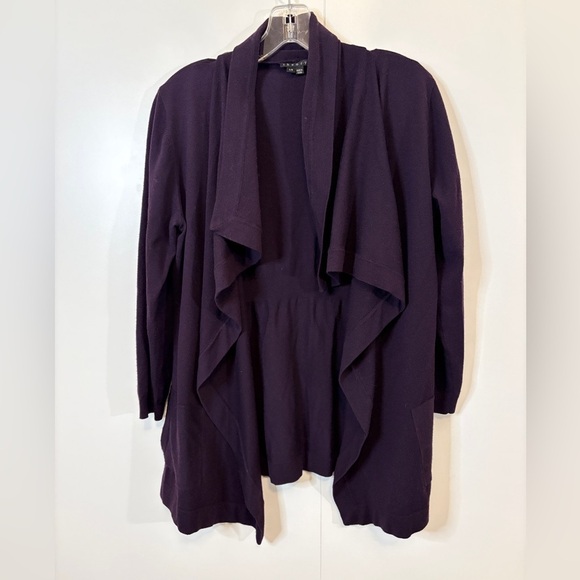 Theory Sweaters - Theory Deep Purple Eggplant Open Front Cardigan with Pockets